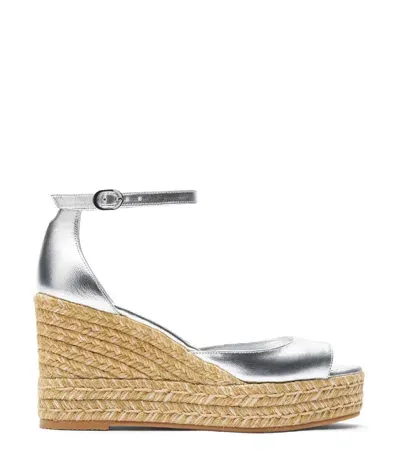 Stuart Weitzman , Nudistia Espadrille Wedge, Last Chance, Silver, Liquid Metallic