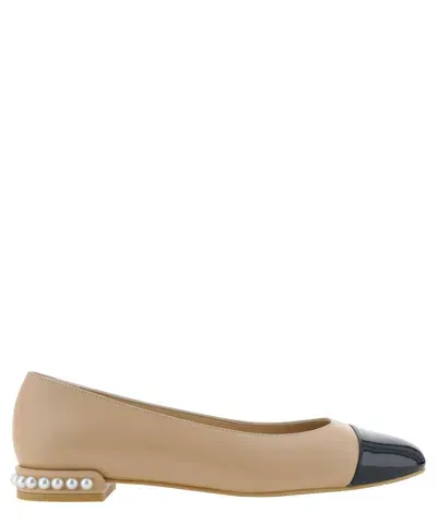 Stuart Weitzman Pearl Ballet Flats In Beige