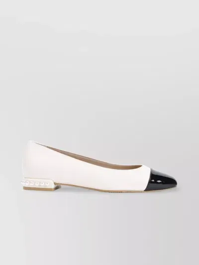 Stuart Weitzman Pearl Flat Leather Ballerina Shoes In Sv Seashell Black