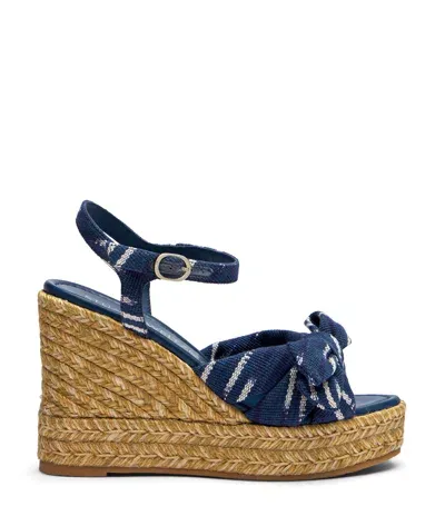 Stuart Weitzman , Sofia Espadrille Wedge, Last Chance, Indigo/natural, Triple Ikat Handwoven Jacquard In Blue