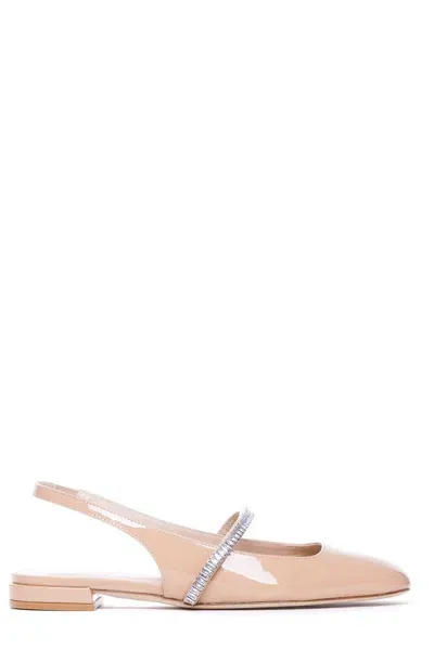 Stuart Weitzman Stefanie Slingback Embellished Flat Shoes In Color Carne Y Neutral