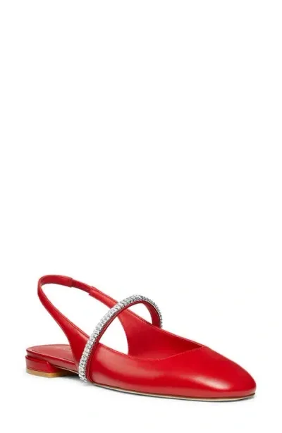 Stuart Weitzman Stefanie Slingback Flat In Cherry/clear