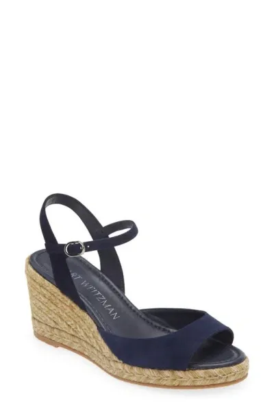 Stuart Weitzman Tia Espadrille Wedge Sandal In Black