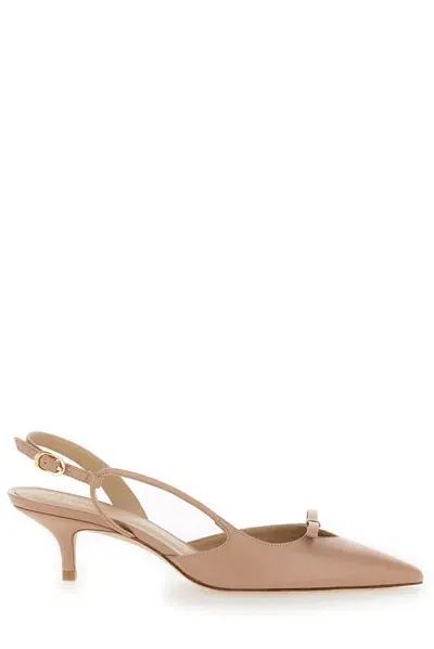 Stuart Weitzman Tully 50 Bow Detailed Slingback Pumps In Beige