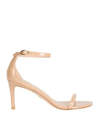 Stuart Weitzman Sandalen Aus Lackleder 85mm In Beige