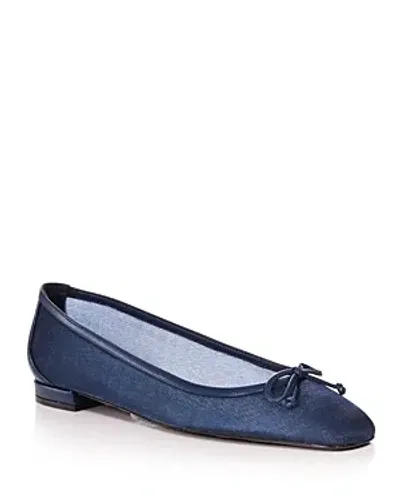 Stuart Weitzman Women's Arabella Leather-trimmed Mesh Ballet Flats In Nice Blue