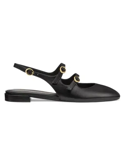 Stuart Weitzman Women's Benni Mary Jane Leather Slingback Flats In Black