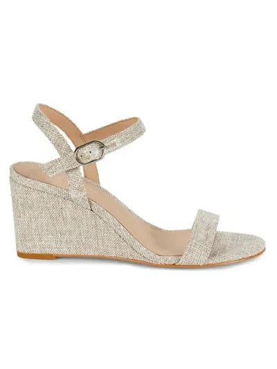 Stuart Weitzman Women's Dancer 75 Wedge Heel Linen Sandals In Natural