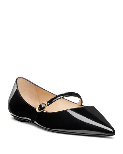 Stuart Weitzman 10mm Emilia Lacquered Faux Nappa Flats In Black