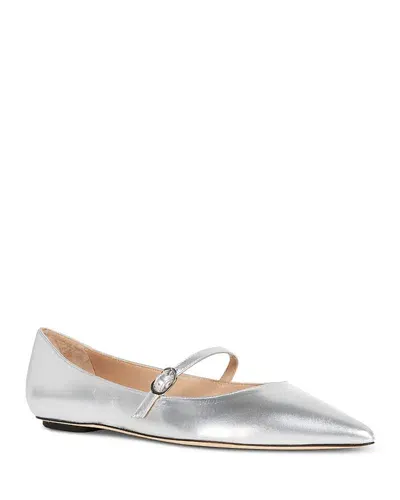 Stuart Weitzman Women's Emilia Pointed Toe Mary Jane Flats In Silver