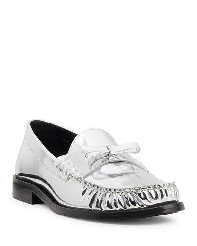 Stuart Weitzman Women's Lottie Bow Detail Loafers In Silver