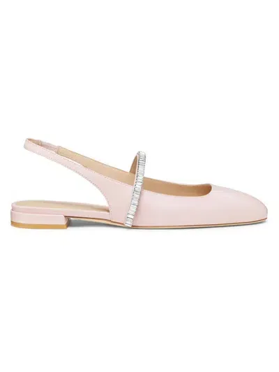 Stuart Weitzman Stefanie Leather Slingback Ballerina Flats In Ballet