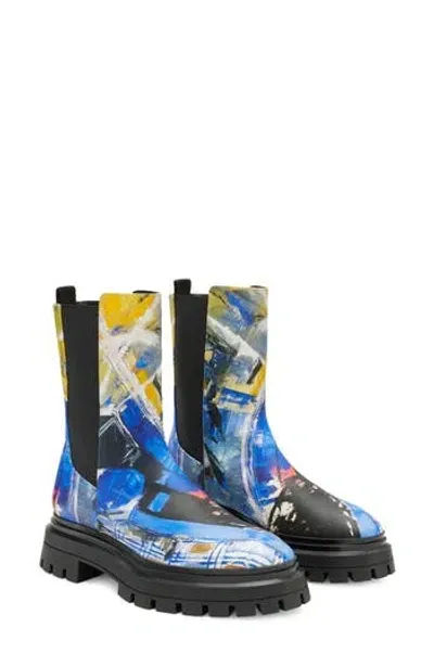 Stuart Weitzman Women's Sw X Kidsuper Bedford 45mm Multicolored Leather Lug-sole Chelsea Boots In Blue Multi