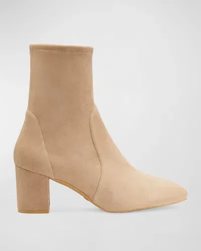 Stuart Weitzman Yuliana Stretch Suede Ankle Booties In Cashmere