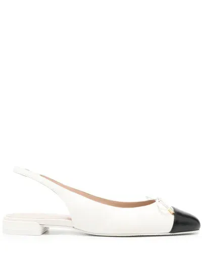 Stuart Weitzman Sleek Bow Slingback Flat In White