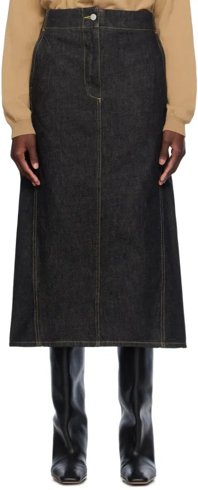 Studio Nicholson Black Garner Denim Midi Skirt