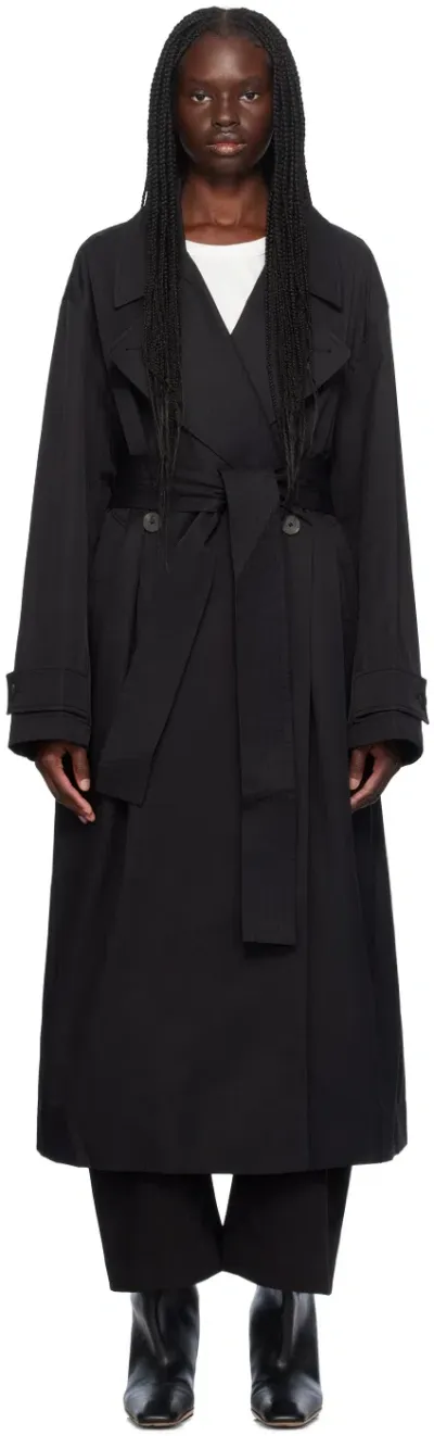 Studio Nicholson Black Mawer Trench Coat In Black Grape