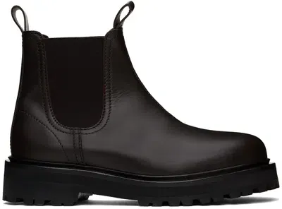 Studio Nicholson Brown Kick Chelsea Boots In Caffe