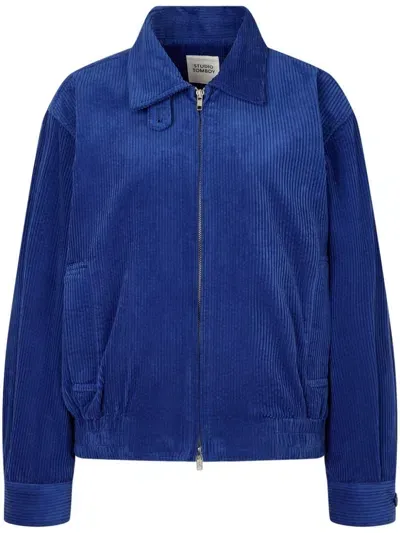 Studio Tomboy Corduroy Bomber Jacket In Blue