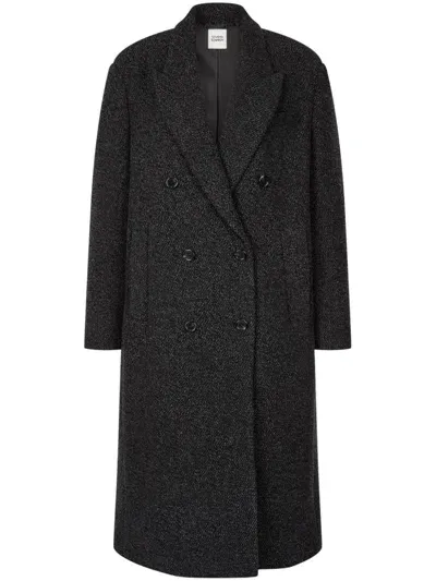 Studio Tomboy Herringbone Coat In Black