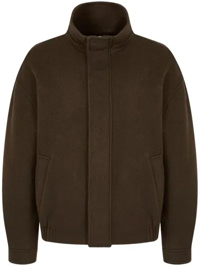 Studio Tomboy High-neck Zip-up Bomber Jacket In Brown