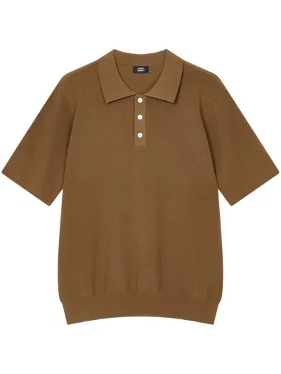 Studio Tomboy Knitted Polo T-shirt In Brown