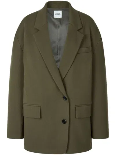 Studio Tomboy Off-centre Single-breasted Blazer In Green