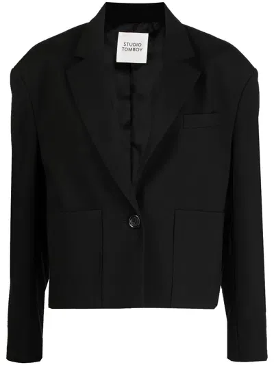 Studio Tomboy Single-breasted Cropped Blazer In Black