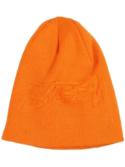 Stussy Logo-embossed Beanie In Orange