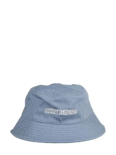 Stussy Logo-embroidered Bucket Hat In Light Blue