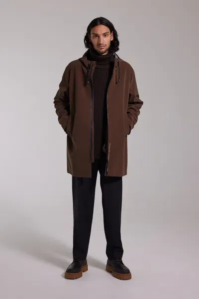 Stutterheim Stockholm Lightweight Matte Zip Raincoat In Dark Brown