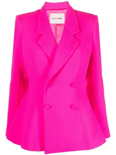 Styland Double-breasted Fitted Blazer In Pink