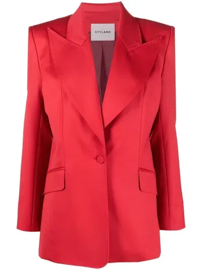 Styland Wide Peak-lapel Single-breasted Blazer In Red