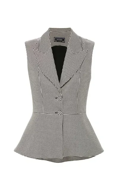 Styland Houndstooth Waistcoat In Black