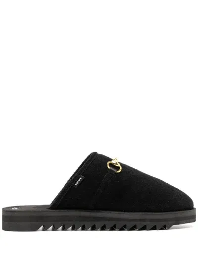 Suicoke Chain-detail Suede Slippers In Black