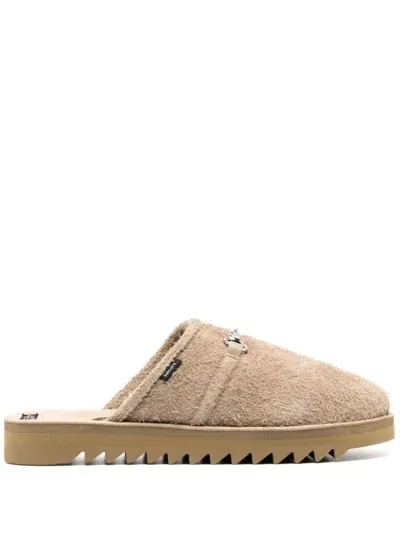 Suicoke Chain-detail Suede Slippers In Neutrals