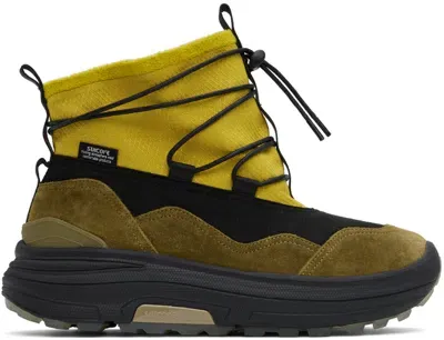 Suicoke Robbs-2 Panelled Ankle Boots In Yellow Moss/black