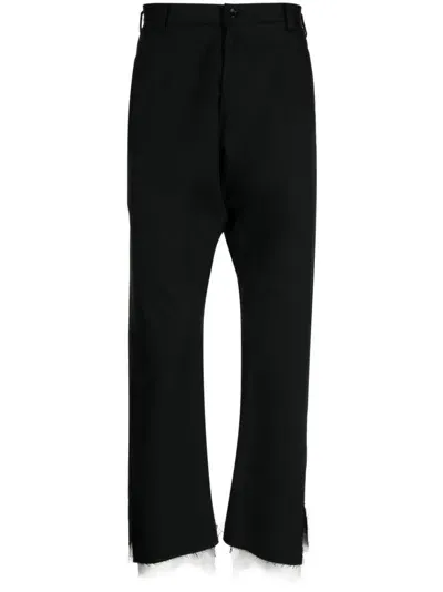 Sulvam Frayed-hem Wool Trousers In Black