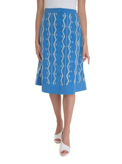 Suncoo First Flared Skirt In Azure/white