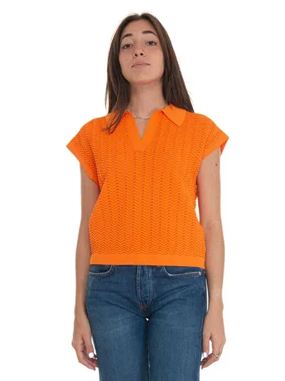 Suncoo Perikel Sleeveless Polo Shirt In Orange