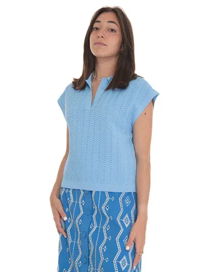 Suncoo Perikel Sleeveless Polo Shirt In Sky Blue