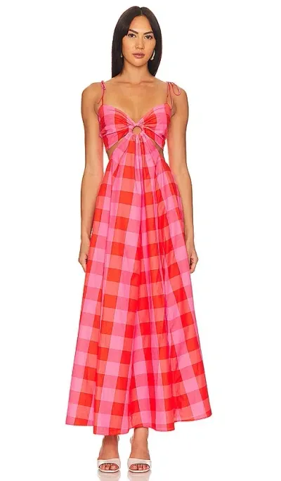 Sundress Magda Dress In Big Gingham Red & Pink