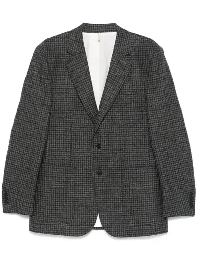 Sunflower Tweed Wool Blazer In Grey Check