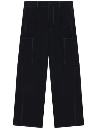 Sunnei Contrast-stitching Wide-leg Trousers In Blue