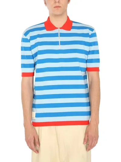 Sunnei Stripped Knitted Polo Shirt In Multi