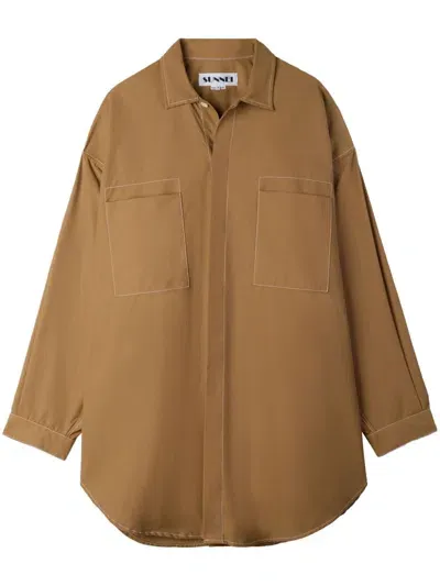 Sunnei Oversized Shirt In Brown