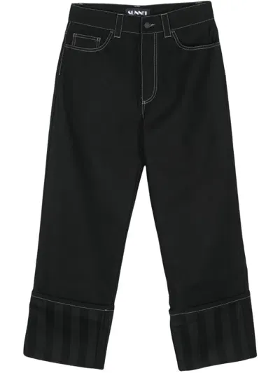 Sunnei Straight-leg Trousers In Black,black Stripes