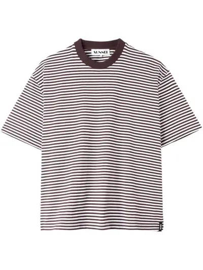 Sunnei Striped Cotton T-shirt In White