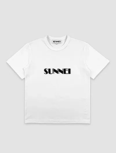 Sunnei T-shirt Logo Ricamato In White