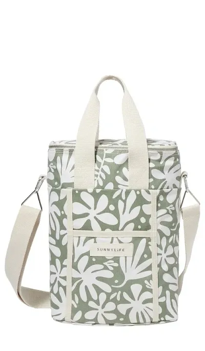 Sunnylife Canvas Drinks Bag In The Vacay Olive